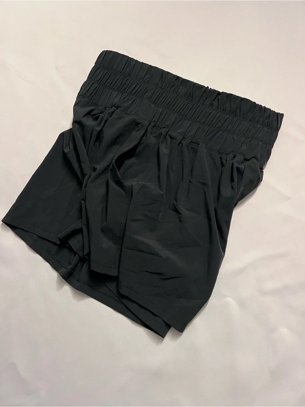 Glowmode Black High-Waist Athletic Shorts with Ruched Waistband 2 pockets Size M